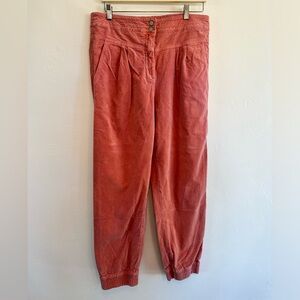 Anthropologie high waist coral corduroy joggers never worn